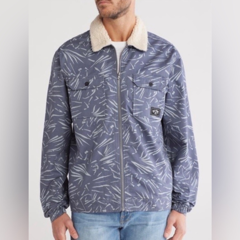 Billabong Men's XL Xander Blue Patterned Jacket with Cream Collar